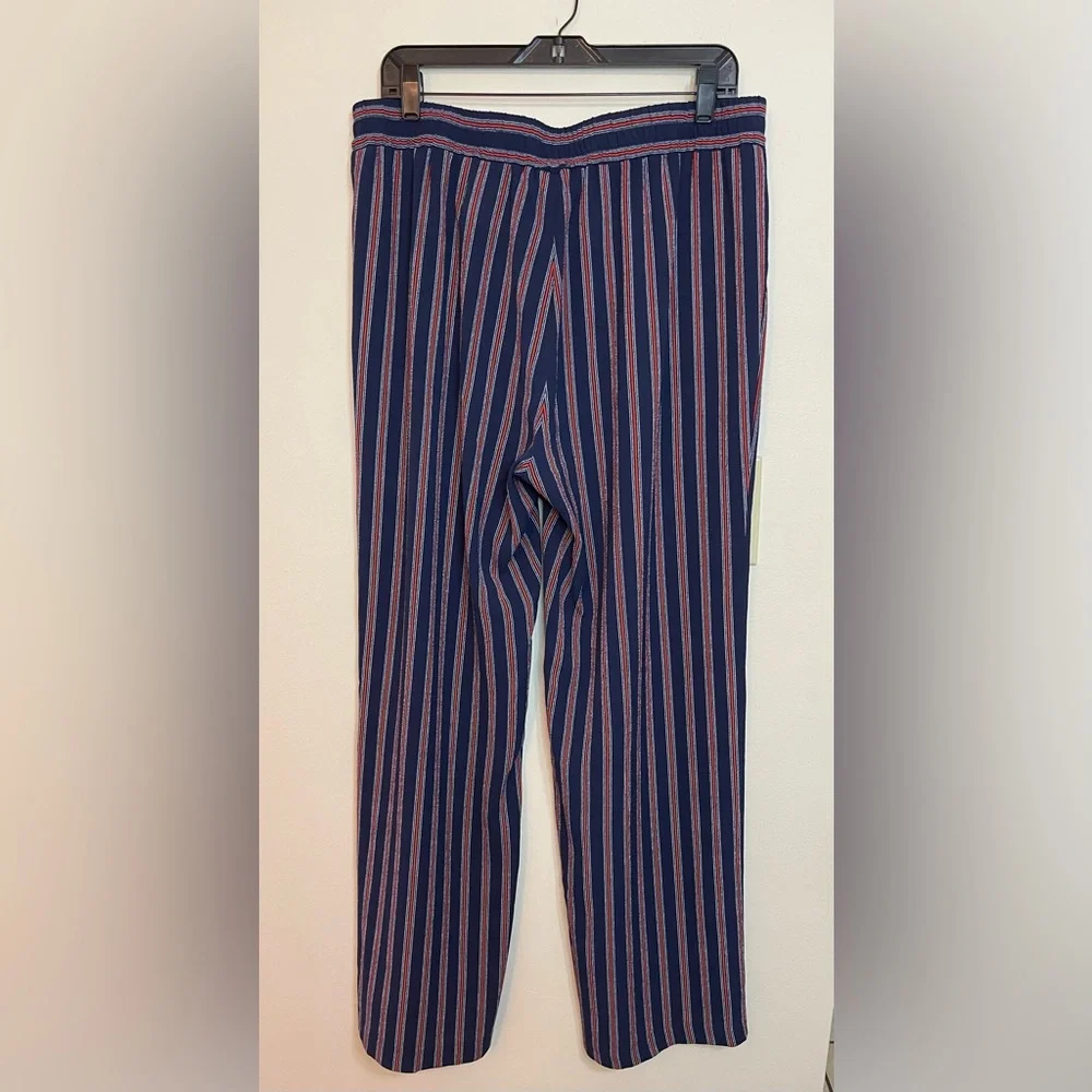 Michael Kors Women’s Stripped Relaxed Wide Leg Elastic Waistband Pockets Sz L.